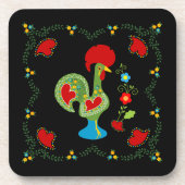 ポルトガルの緑の幸運の鶏 コースター (正面)