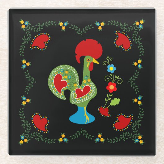 ポルトガルの緑の幸運 ガラスコースター (正面)