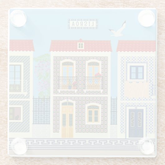 ポルトガルの美しい家で、タイルやアズレホスを持つ ガラスコースター (裏面)