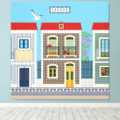 ポルトガルの美しい家で、タイルやアズレホスを持つ キャンバスプリント (インサイチュ (ウッドフロア))