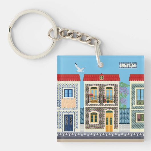 ポルトガルの美しい家で、タイルやアズレホスを持つ キーホルダー (正面)