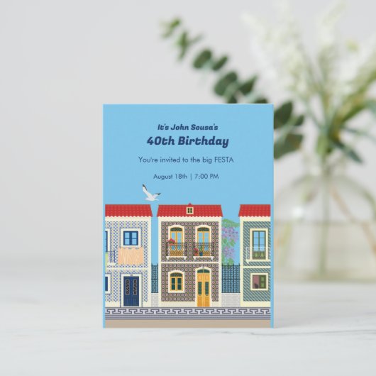 ポルトガルの美しい家で、タイルやアズレホスを持つ ポストカード (スタンド正面)