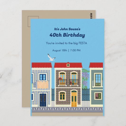 ポルトガルの美しい家で、タイルやアズレホスを持つ ポストカード (正面/裏面)