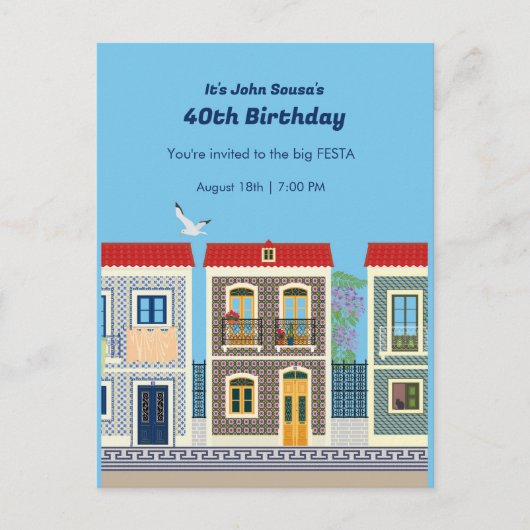 ポルトガルの美しい家で、タイルやアズレホスを持つ ポストカード (正面)