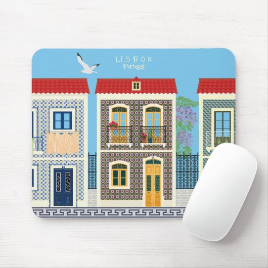 ポルトガルの美しい家で、タイルやアズレホスを持つ マウスパッド (マウス)