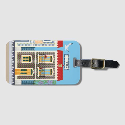 ポルトガルの美しい家で、タイルやアズレホスを持つ ラゲッジタグ (正面横)