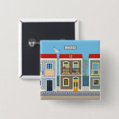 ポルトガルの美しい家で、タイルやアズレホスを持つ 缶バッジ (正面&裏面)