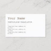 ポルトガルの訳者または通訳の名刺 名刺 (裏面)