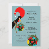 ポルトガルの雄鳥のホリーのクリスマス・パーティーのオーナメント 招待状 (正面)