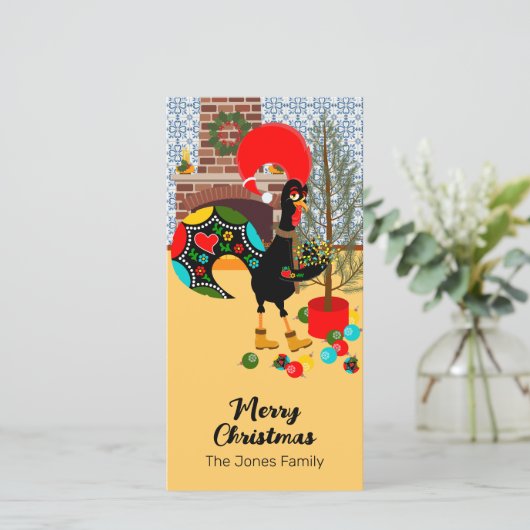ポルトガルの雄鶏とクリスマスの灯り シーズンカード (スタンド正面)