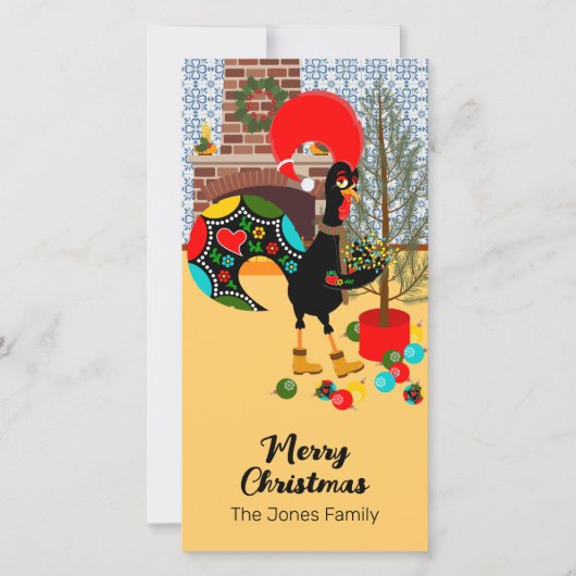 ポルトガルの雄鶏とクリスマスの灯り シーズンカード (正面)