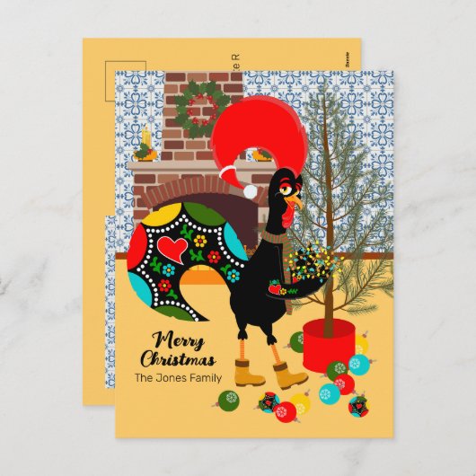 ポルトガルの雄鶏とクリスマスの灯り シーズンポストカード (正面/裏面)