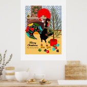 ポルトガルの雄鶏とクリスマスの灯り ポスター (キッチン)