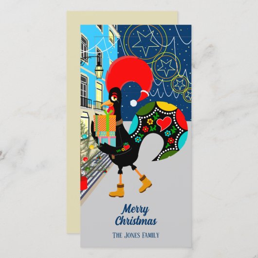 ポルトガルの雄鶏と一緒にクリスマスの買い物 シーズンカード (正面/裏面)