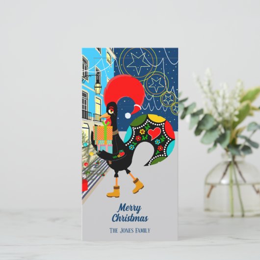 ポルトガルの雄鶏と一緒にクリスマスの買い物 シーズンカード (スタンド正面)