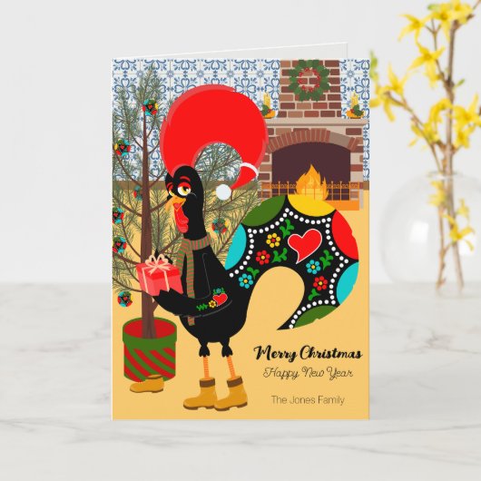 ポルトガルの雄鶏と与えの喜び カード (黄色い花)