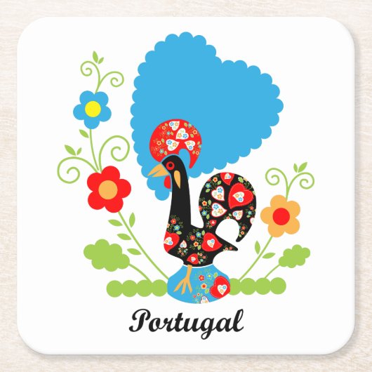 ポルトガルの雄鶏 スクエアペーパーコースター (正面)