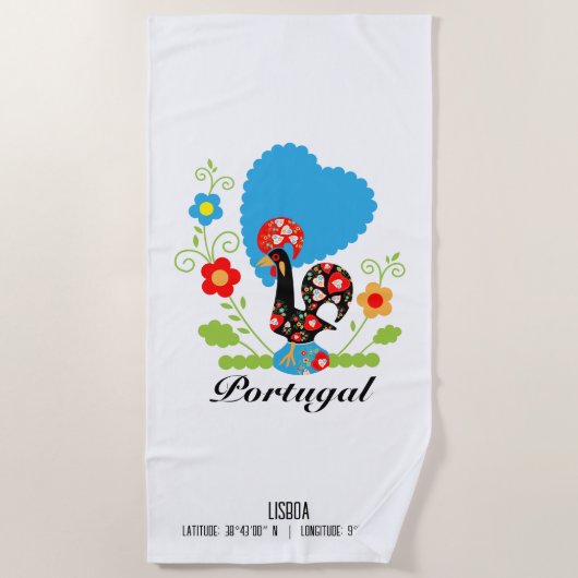 ポルトガルの雄鶏 ビーチタオル (正面)