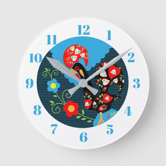 ポルトガルの雄鶏 ラウンド壁時計 (正面)