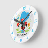 ポルトガルの雄鶏 ラウンド壁時計 (傾斜)