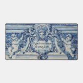 ポルトガルの青いタイルで2つの天使を持つ デスクマット (正面)