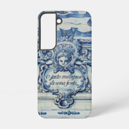 ポルトガルの青いタイルで2つの天使を持つ SAMSUNG GALAXY S22ケース