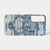 ポルトガルの青いタイルで2つの天使を持つ SAMSUNG GALAXYケース (裏面横)