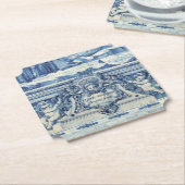 ポルトガルの青いタイルと2つの天使 ペーパーコースター (アングル)