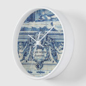 ポルトガルの青いタイルと2つの天使 壁時計 (傾斜)