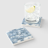 ポルトガルの青いタイルのロマンチックなシーンパターン ストーンコースター (横)