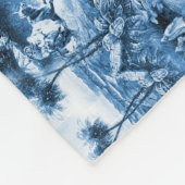 ポルトガルの青いタイルのロマンチックなシーンパターン フリースブランケット (角)