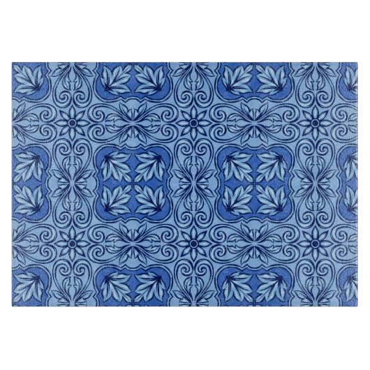 ポルトガルの青いタイルガラス裁断板 カッティングボード (正面)