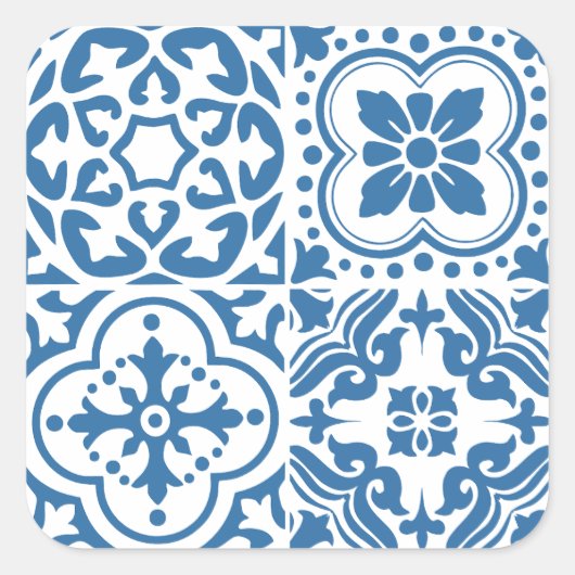 ポルトガルの青いタイル2 スクエアシール (正面)