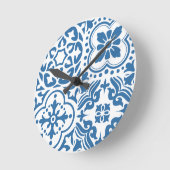 ポルトガルの青いタイル2 ラウンド壁時計 (傾斜)
