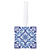 ポルトガルの青いタイル キューブオーナメント (正面)