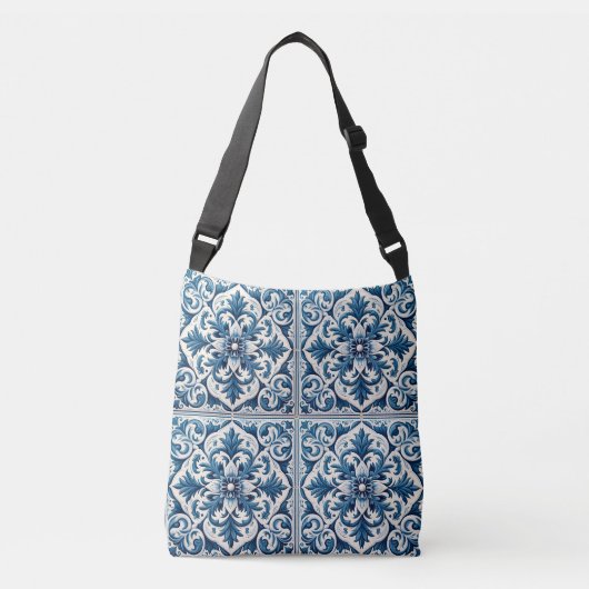 ポルトガルの青いタイル クロスボディバッグ (正面)