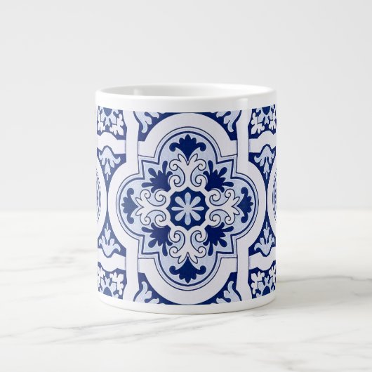 ポルトガルの青いタイル ジャンボコーヒーマグカップ (正面)
