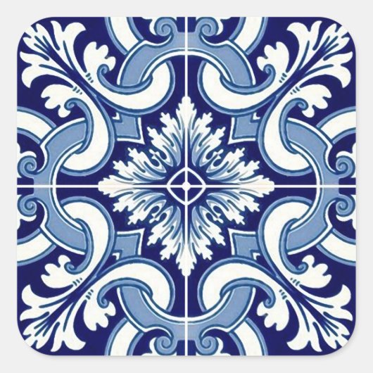 ポルトガルの青いタイル スクエアシール (正面)