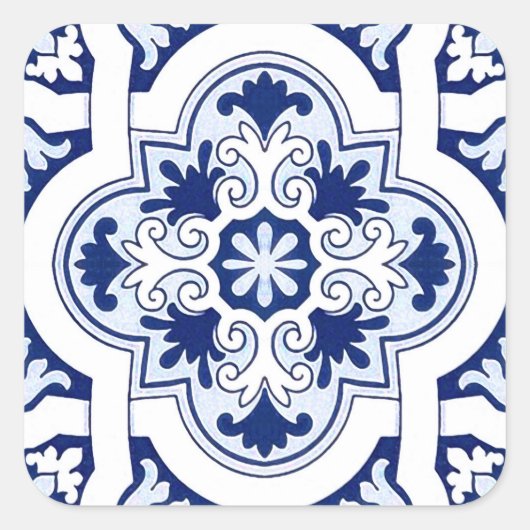 ポルトガルの青いタイル スクエアシール (正面)
