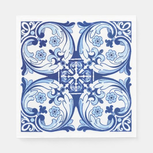 ポルトガルの青いタイル スタンダードランチョンナプキン (正面)