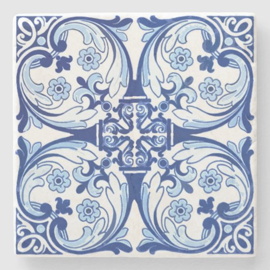 ポルトガルの青いタイル ストーンコースター (正面)