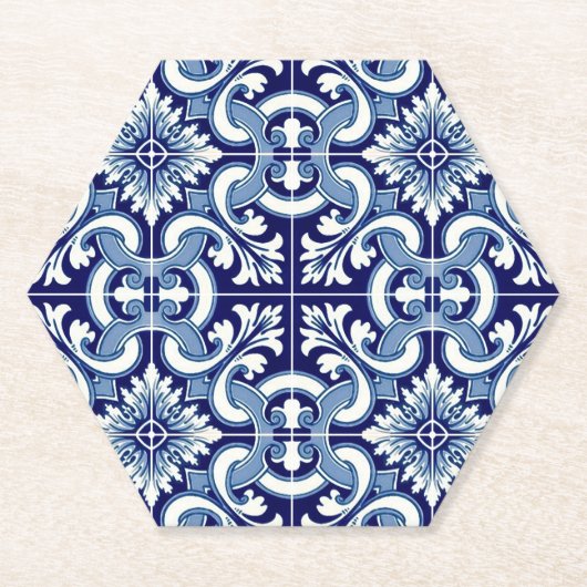 ポルトガルの青いタイル ペーパーコースター (正面)