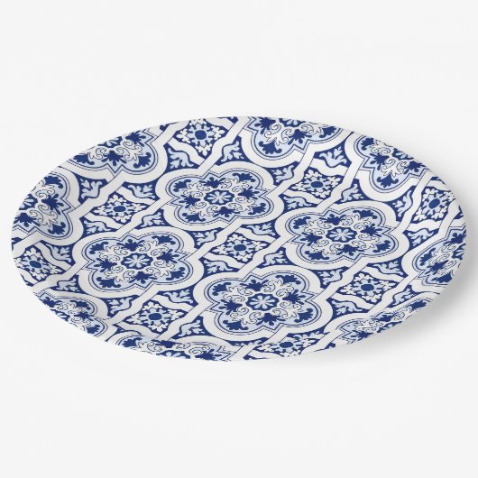 ポルトガルの青いタイル ペーパープレート (アングル)