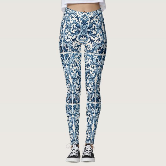 ポルトガルの青いタイル レギンス (正面)