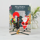 ポルトガルの鶏とサンタの新年のトースト カード (スタンド正面)