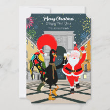 ポルトガルの鶏とサンタの新年のトースト