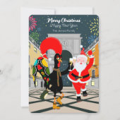 ポルトガルの鶏とサンタの新年のトースト カード (正面)