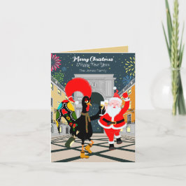 ポルトガルの鶏とサンタの新年のトースト カード