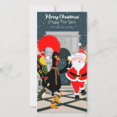 ポルトガルの鶏とサンタの新年のトースト シーズンカード (正面)