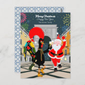 ポルトガルの鶏とサンタの新年のトースト ポストカード (正面/裏面)